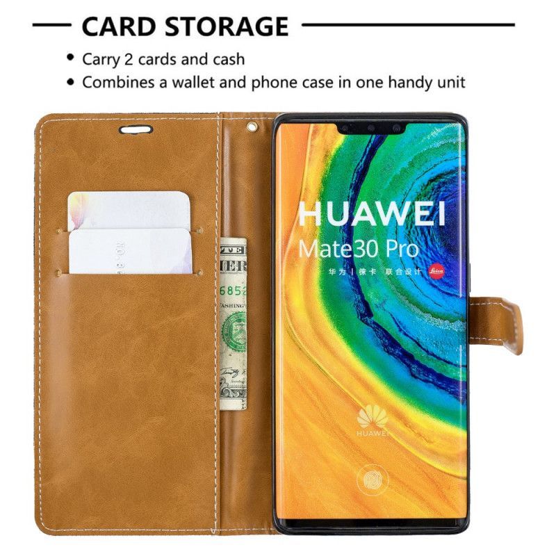 Flipové Pouzdro Huawei Mate 30 Pro Řemínek S Látkovým A Koženým Efektem