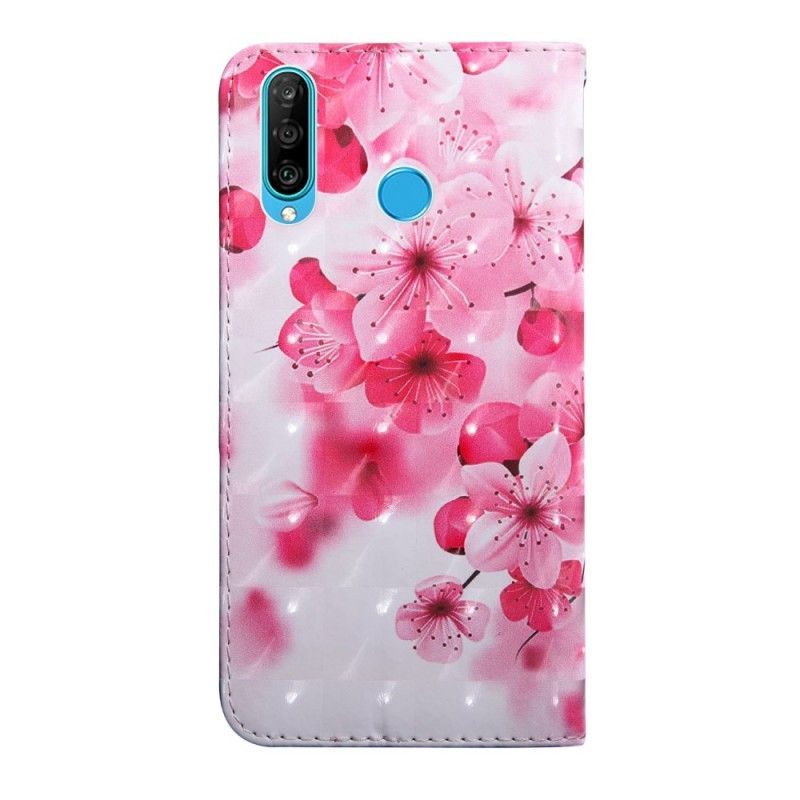 Flipové Pouzdro Huawei P30 Lite Růžové Květy