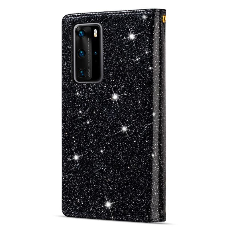 Flipové Pouzdro Huawei P40 Flitrový Zip Peněženky