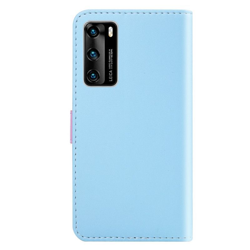 Flipové Pouzdro Huawei P40 Pro Trikolorní Kožený Efekt