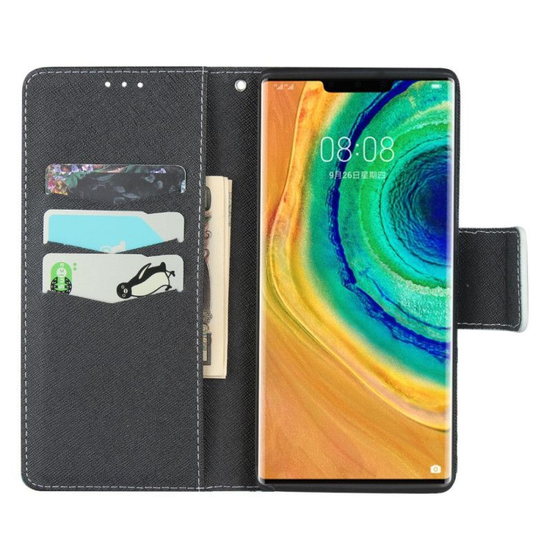 Flipové Pouzdro Na Huawei Mate 30 Pro Květiny S Páskem