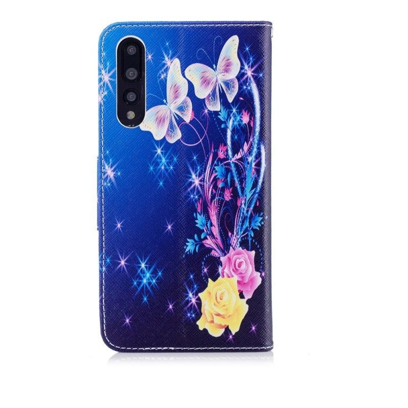 Flipové Pouzdro Na Huawei P20 Pro Motýli V Noci