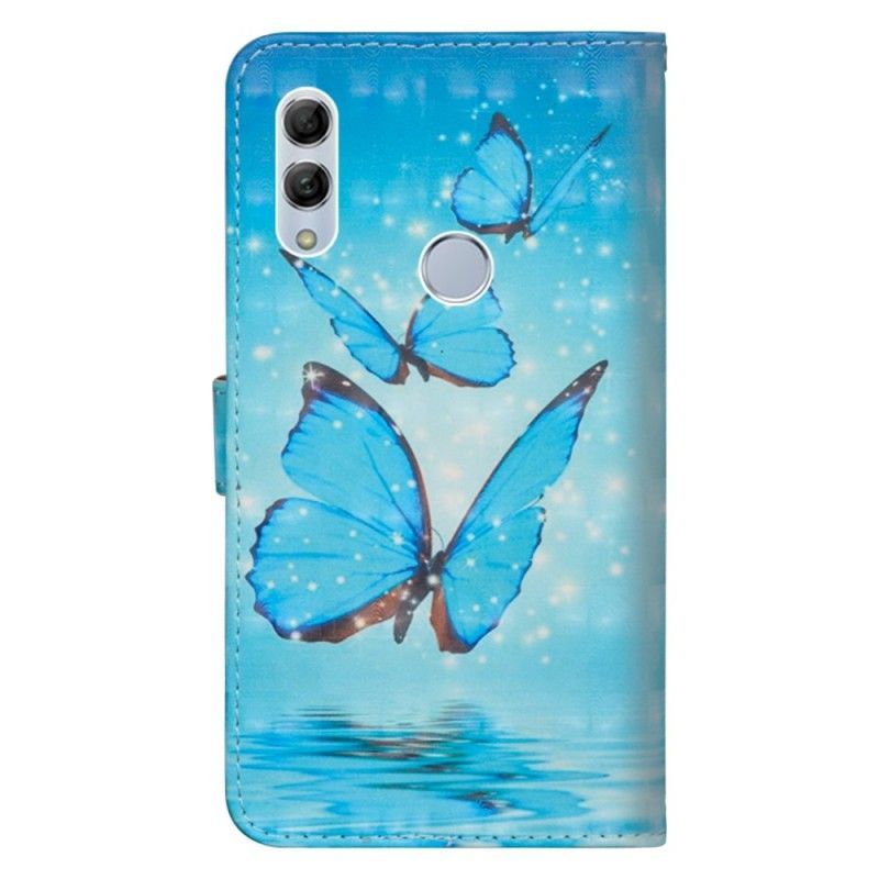 Honor 10 Lite Cover / Kožené Pouzdro Huawei P Smart 2019 Flying Blue Butterflies