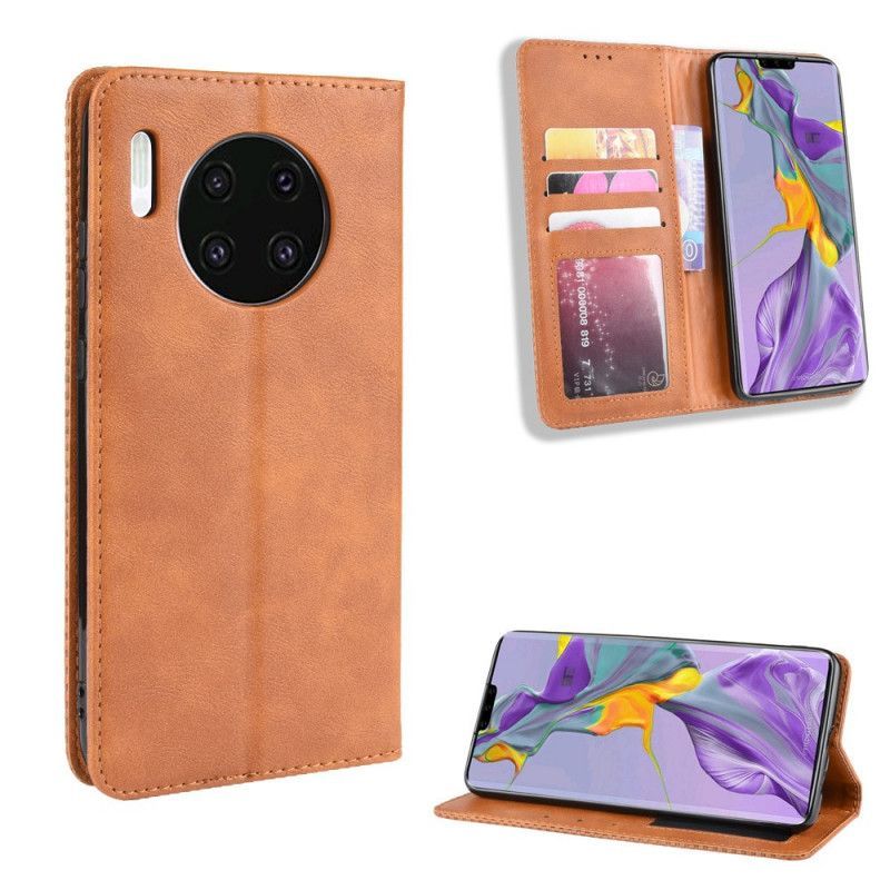 Kožené Pouzdro Folio Huawei Mate 30 Stylizovaný Vintage Kožený Efekt