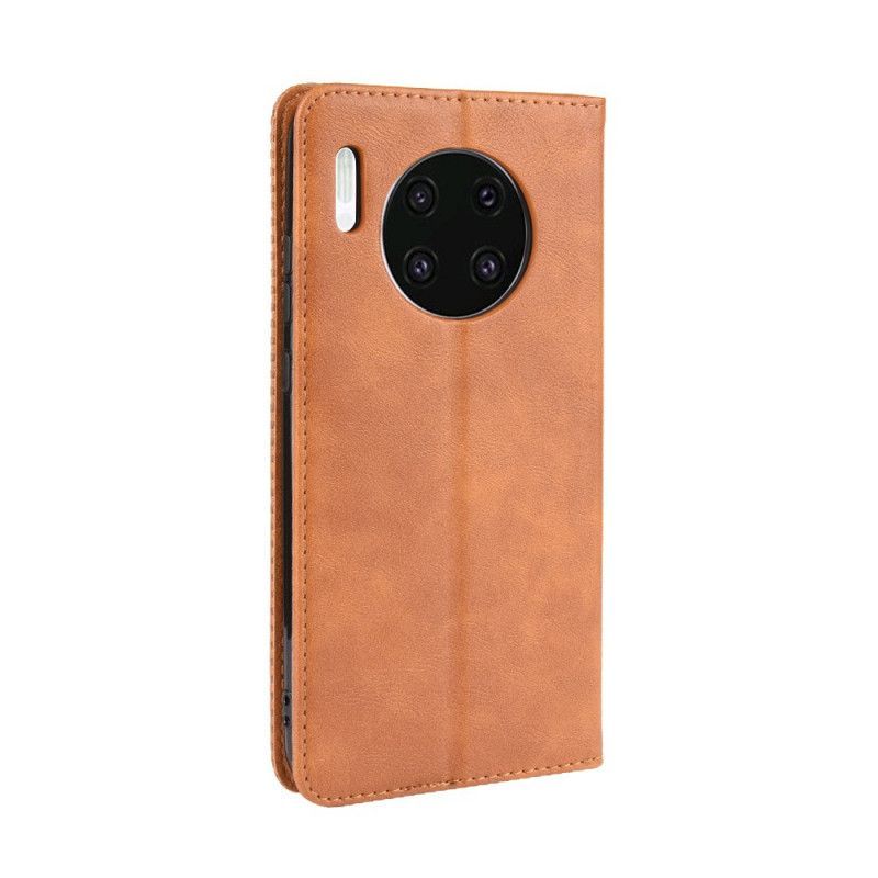 Kožené Pouzdro Folio Huawei Mate 30 Stylizovaný Vintage Kožený Efekt