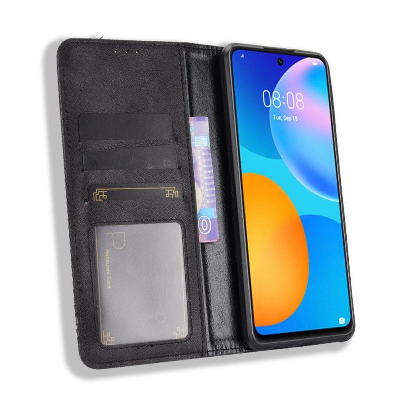 Kožené Pouzdro Folio Huawei P Smart 2021 Stylizovaný Vintage Kožený Efekt