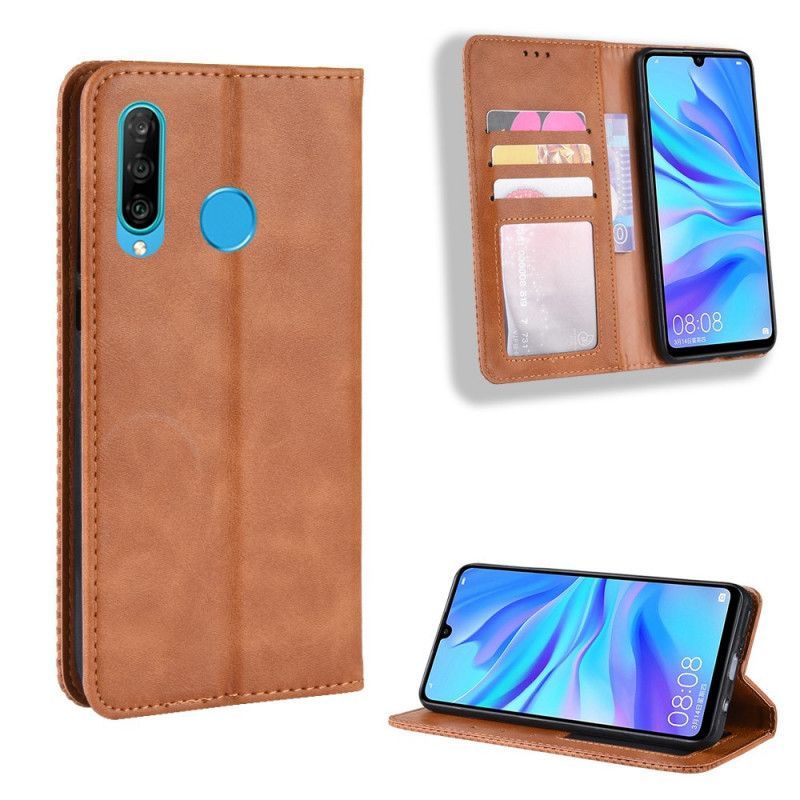 Kožené Pouzdro Folio Huawei P Smart Plus 2019 Stylizovaný Vintage Kožený Efekt