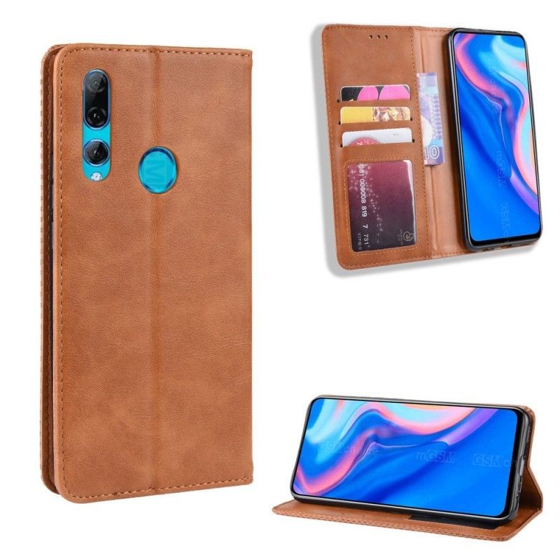 Kožené Pouzdro Folio Huawei P Smart Z / Čest 9x Stylizovaný Vintage Kožený Efekt