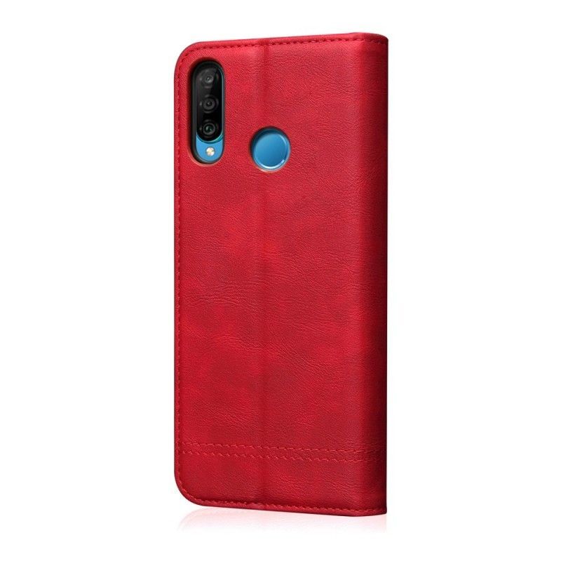 Kožené Pouzdro Folio Huawei P30 Lite Prošívání S Koženým Efektem