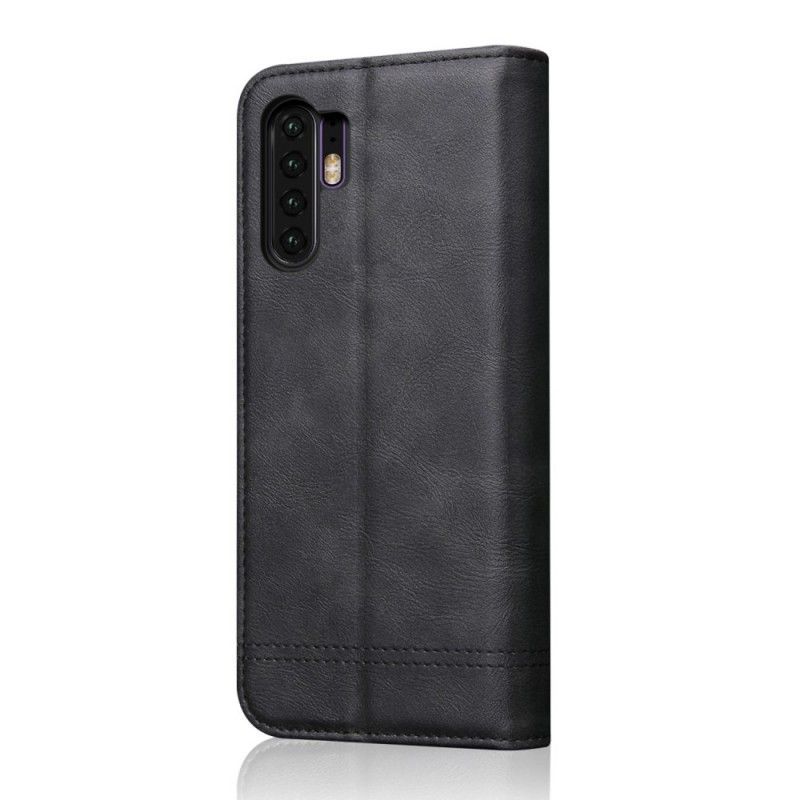 Kožené Pouzdro Folio Huawei P30 Pro Prošívání Koženým Efektem