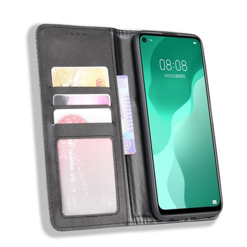 Kožené Pouzdro Folio Huawei P40 Lite 5g Stylizovaný Vintage Kožený Efekt