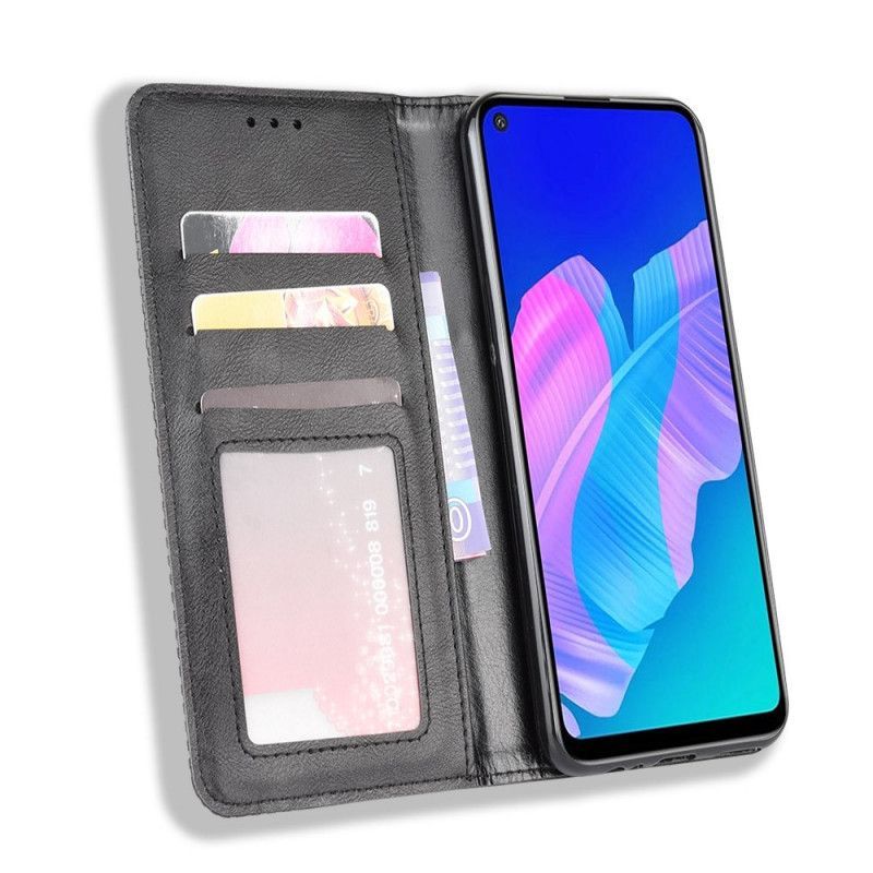 Kožené Pouzdro Folio Huawei P40 Lite E / Y7p Stylizovaný Vintage Kožený Efekt