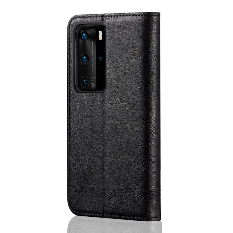 Kožené Pouzdro Folio Huawei P40 Pro Plus Prošívání S Koženým Efektem