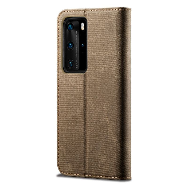 Kožené Pouzdro Folio Huawei P40 Pro Textura Džínů Z Umělé Kůže