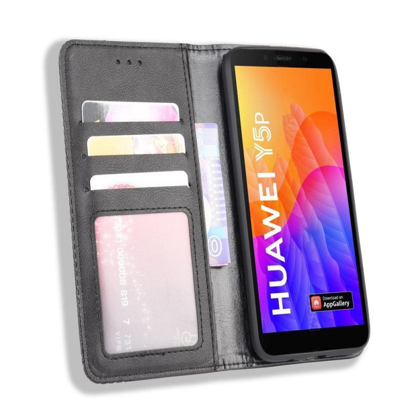 Kožené Pouzdro Folio Huawei Y5p Stylizovaný Vintage Kožený Efekt