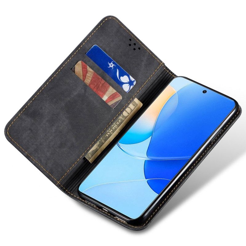 Kožené Pouzdro Folio Na Huawei Nova 11 Pro Džínová Tkanina