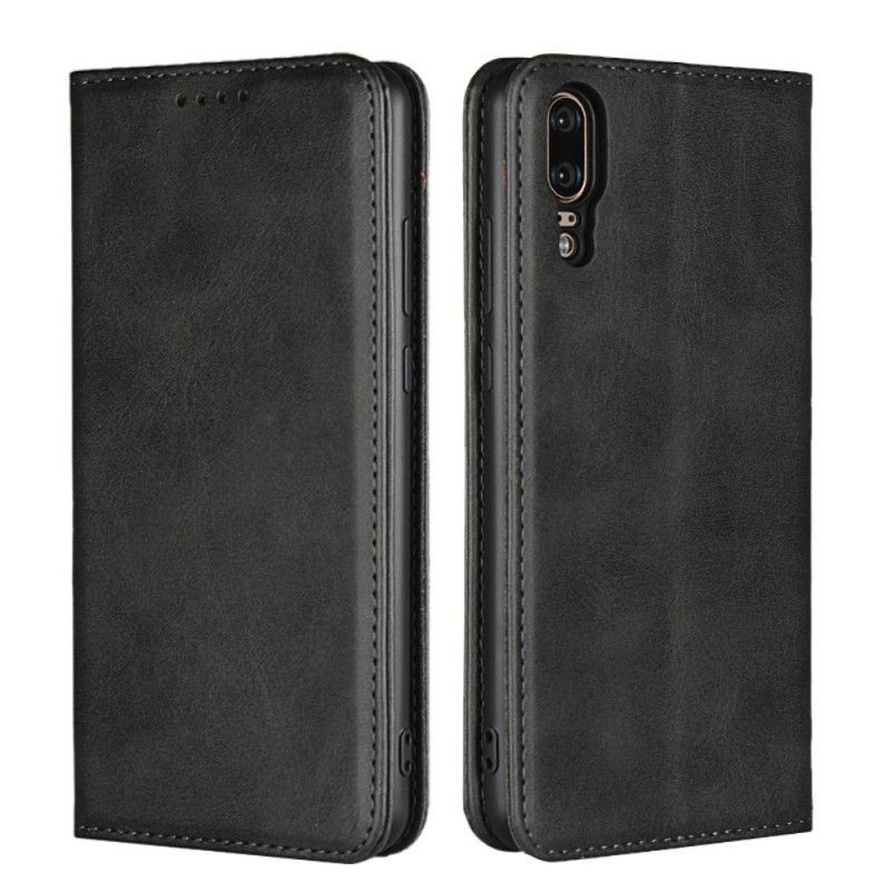 Kožené Pouzdro Folio Na Huawei P20 Jednoduchý Kožený Styl