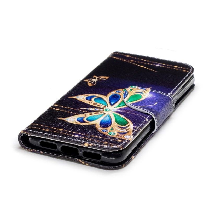 Kožené Pouzdro Huawei P20 Kouzelný Motýl