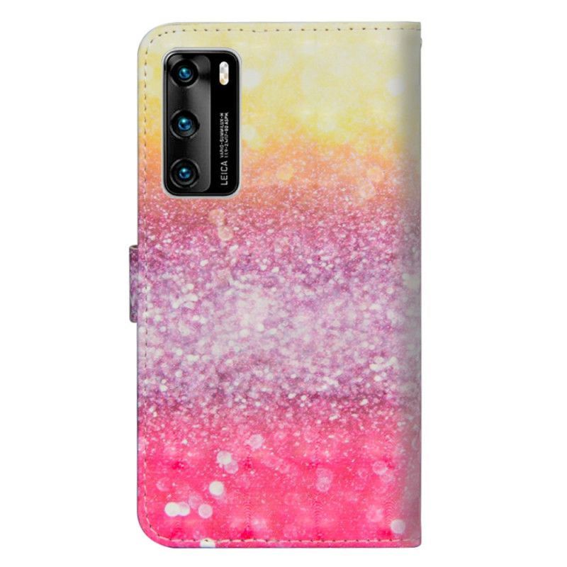 Kožené Pouzdro Huawei P40 Purpurový Třpytivý Gradient