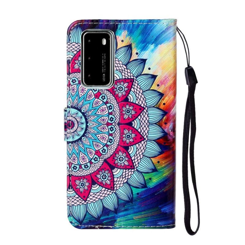 Kožené Pouzdro Huawei P40 Ultra Barevná Mandala