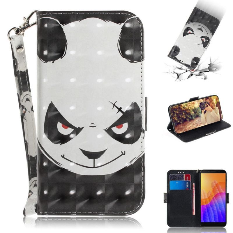 Kožené Pouzdro Huawei Y5p Rozzlobená Panda S Popruhem