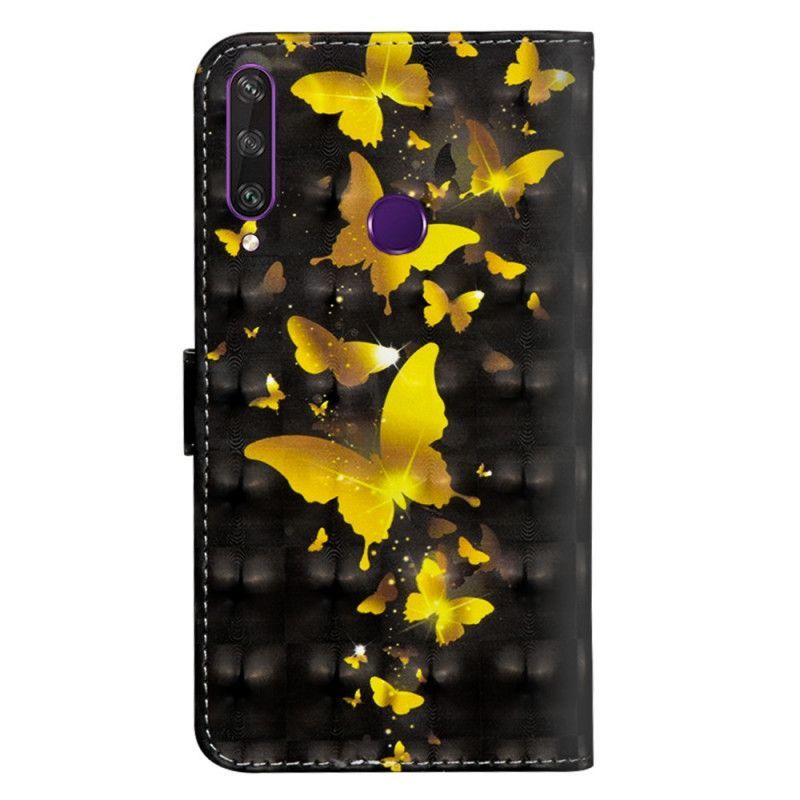 Kožené Pouzdro Huawei Y6p Žlutí Motýli