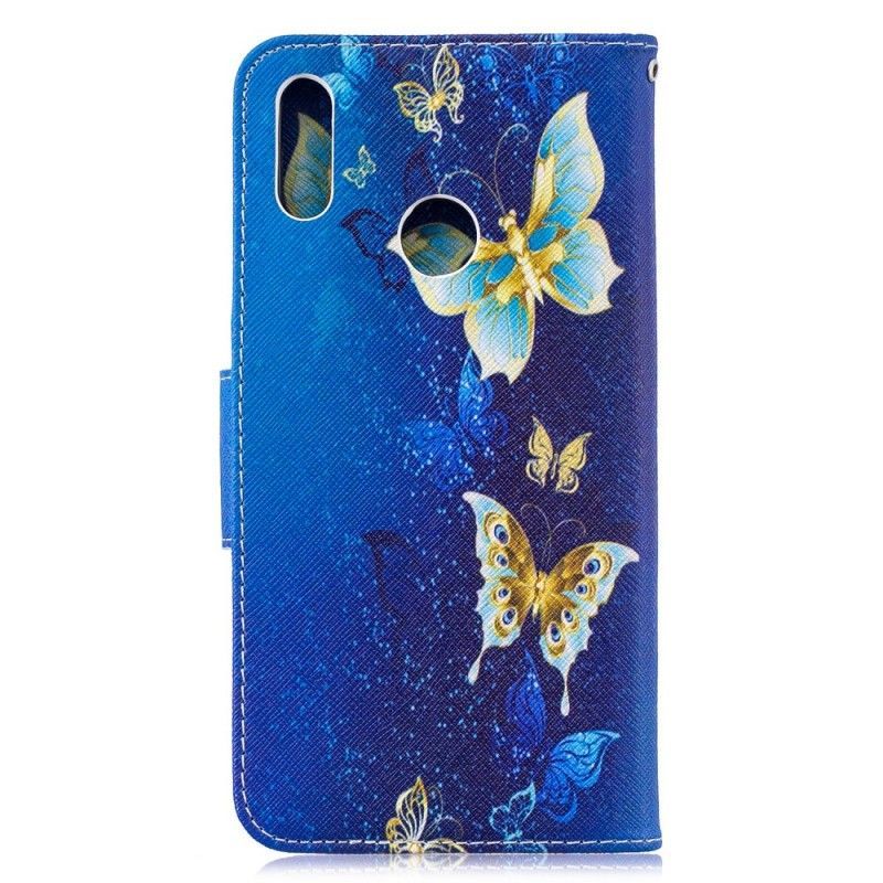 Kožené Pouzdro Huawei Y7 2019 Motýli V Noci