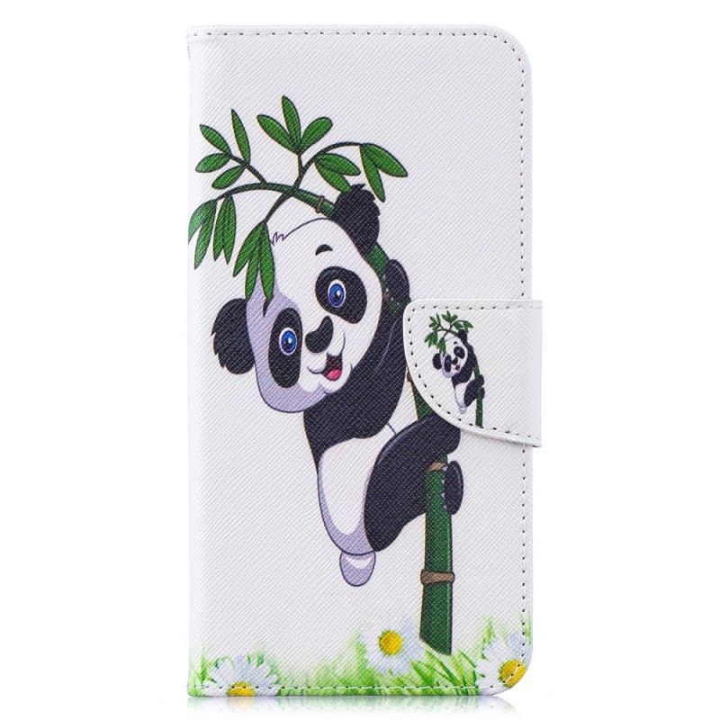 Kožené Pouzdro Na Huawei Y7 2019 Panda Na Bambusu