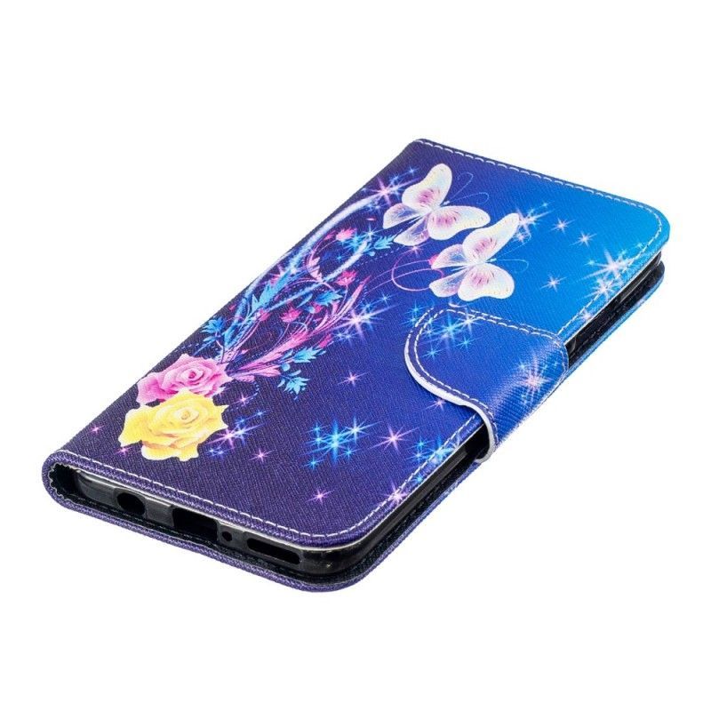 Kožený Kryt Huawei P30 Lite Motýli V Noci