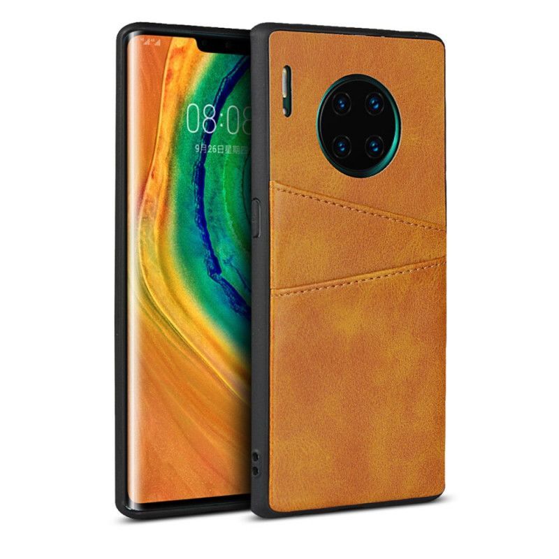 Kryt Huawei Mate 30 Pro Kožená Textura Dvojitého Pouzdra Na Karty