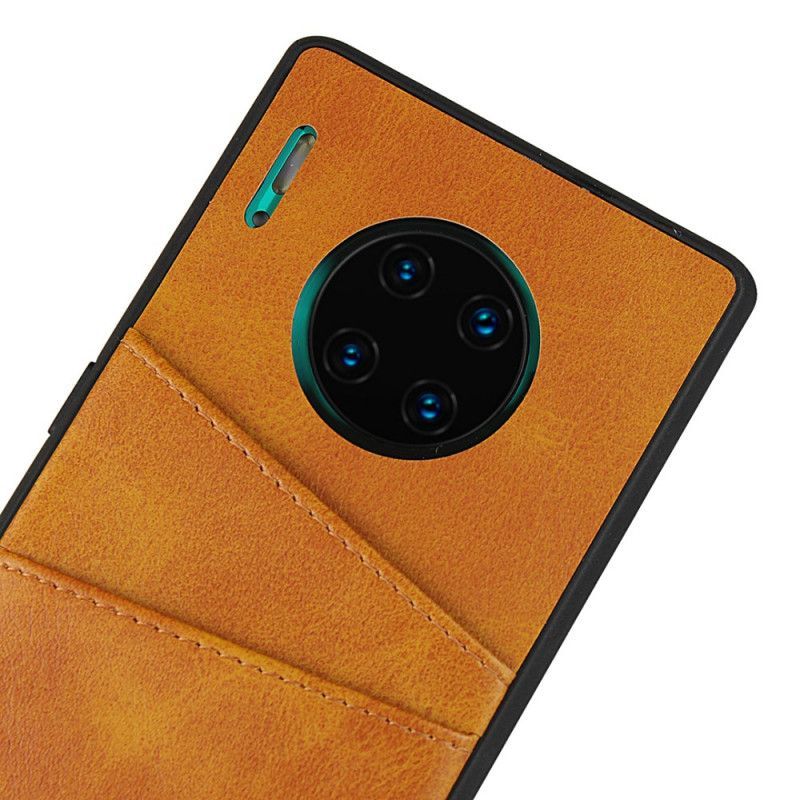 Kryt Huawei Mate 30 Pro Kožená Textura Dvojitého Pouzdra Na Karty