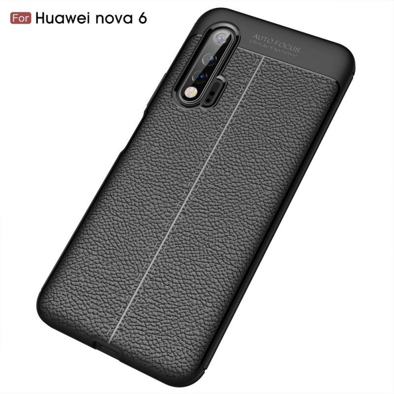 Kryt Huawei Nova 6 Litchi S Dvojitým Koženým Efektem