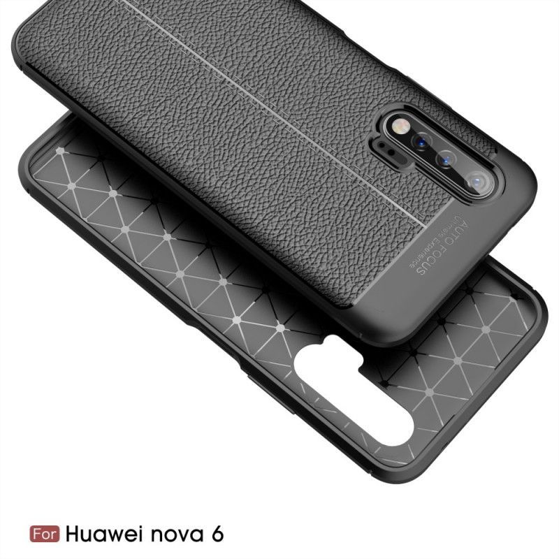 Kryt Huawei Nova 6 Litchi S Dvojitým Koženým Efektem