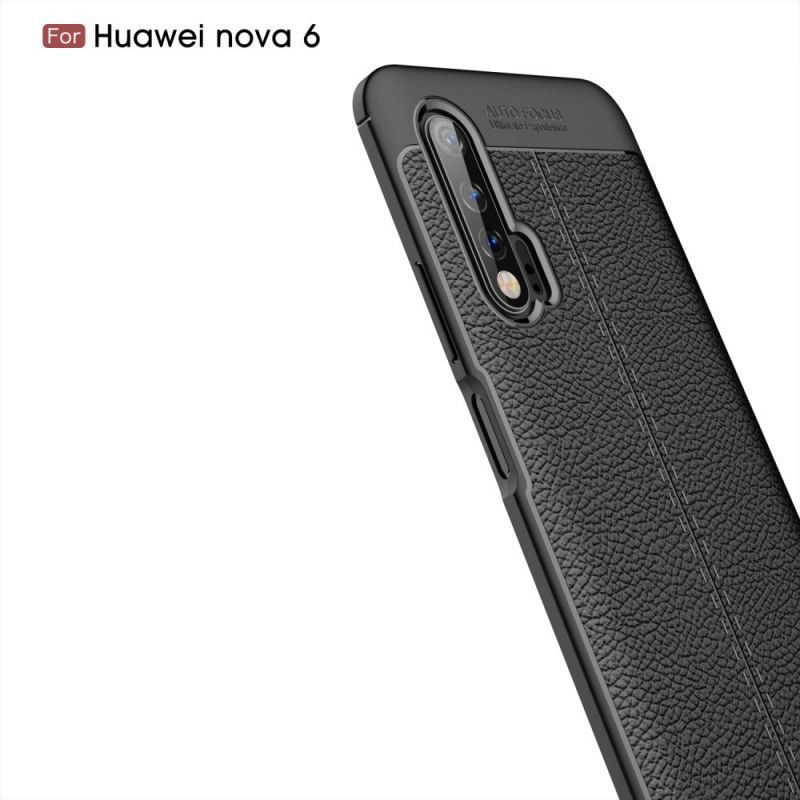 Kryt Huawei Nova 6 Litchi S Dvojitým Koženým Efektem