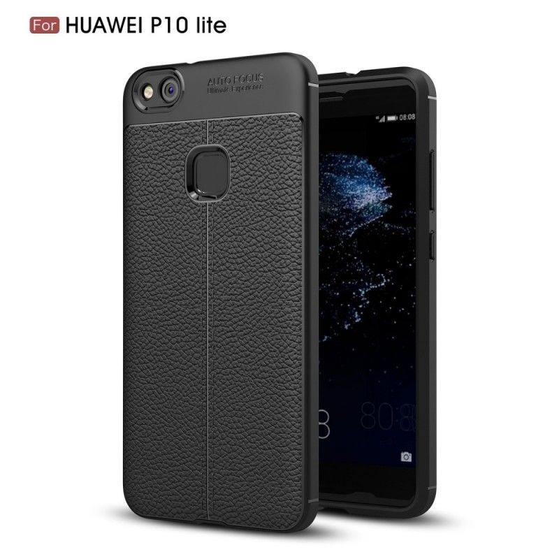 Kryt Huawei P10 Lite Litchi S Dvojitým Koženým Efektem