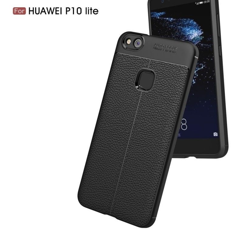 Kryt Huawei P10 Lite Litchi S Dvojitým Koženým Efektem