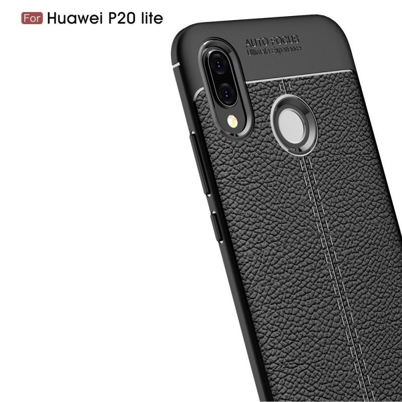 Kryt Huawei P20 Lite Litchi S Dvojitým Koženým Efektem