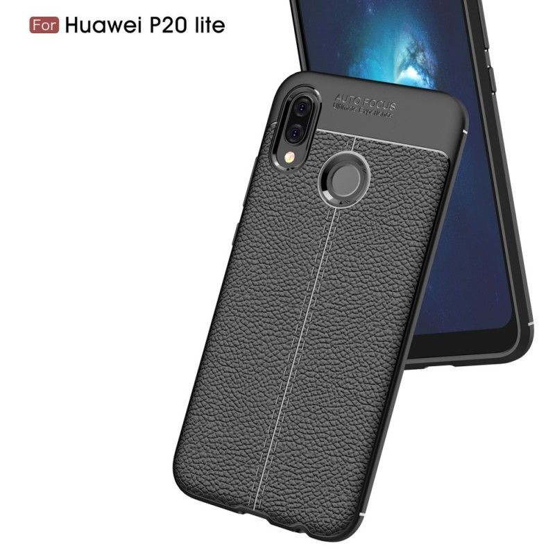 Kryt Huawei P20 Lite Litchi S Dvojitým Koženým Efektem