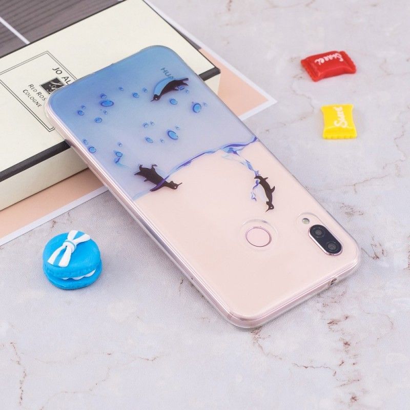 Kryt Huawei P20 Lite Transparentní Sada Tučňáků