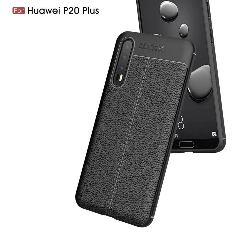 Kryt Huawei P20 Pro Litchi S Dvojitým Koženým Efektem