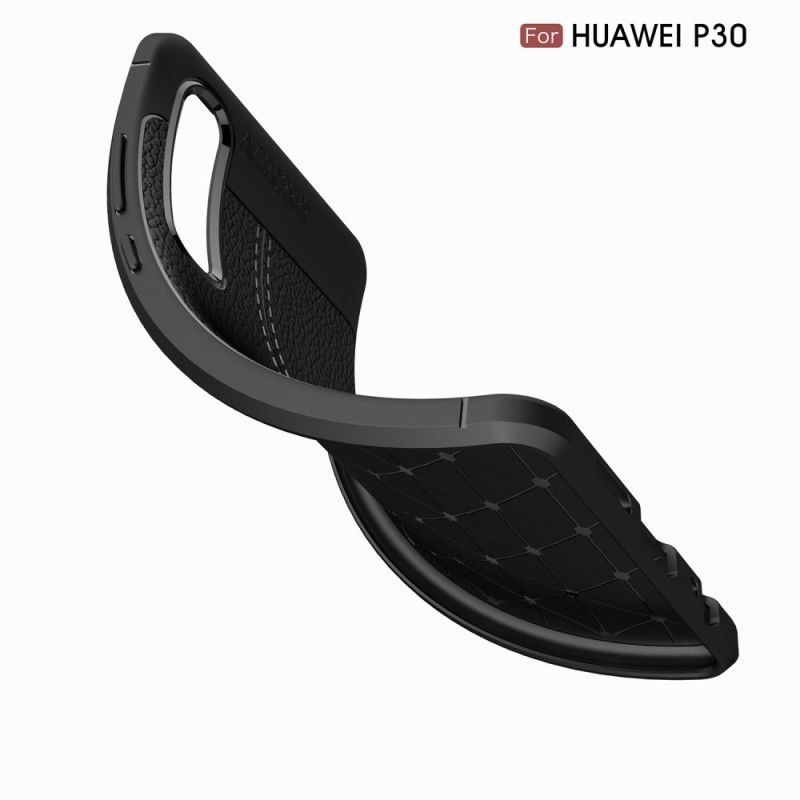 Kryt Huawei P30 Litchi S Dvojitým Koženým Efektem