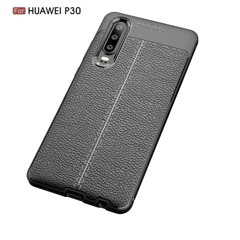 Kryt Huawei P30 Litchi S Dvojitým Koženým Efektem