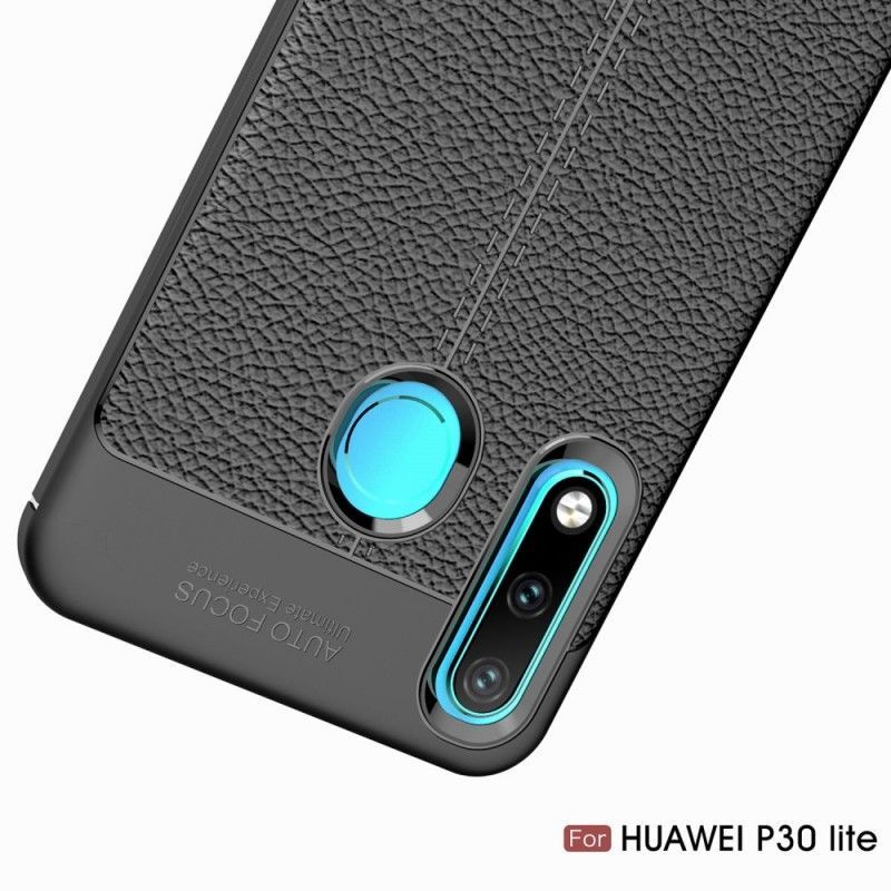 Kryt Huawei P30 Lite Litchi S Dvojitým Koženým Efektem