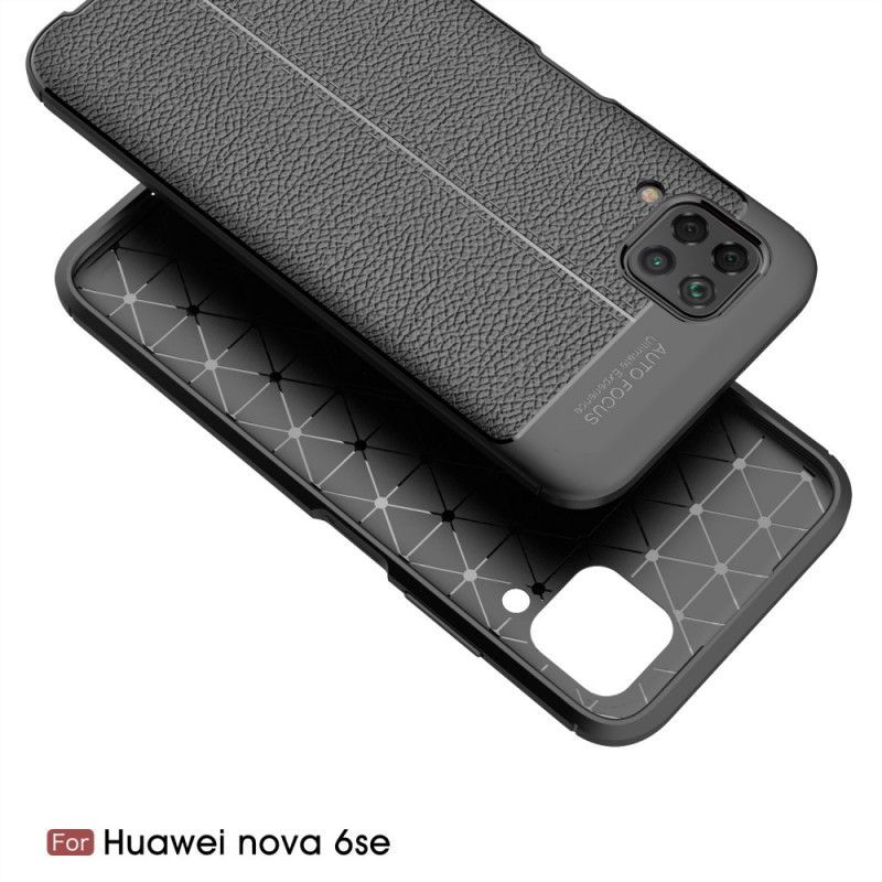 Kryt Huawei P40 Lite Litchi S Dvojitým Koženým Efektem