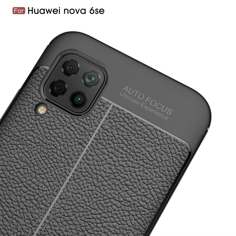 Kryt Huawei P40 Lite Litchi S Dvojitým Koženým Efektem