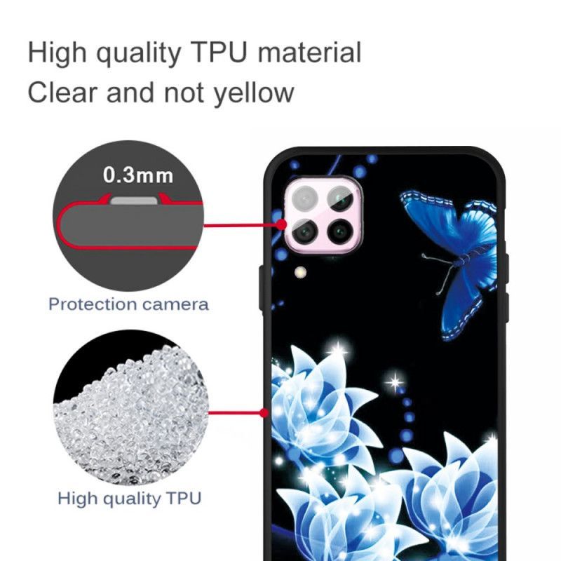 Kryt Huawei P40 Lite Modrý Motýl A Květiny