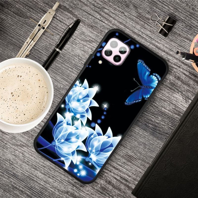 Kryt Huawei P40 Lite Modrý Motýl A Květiny