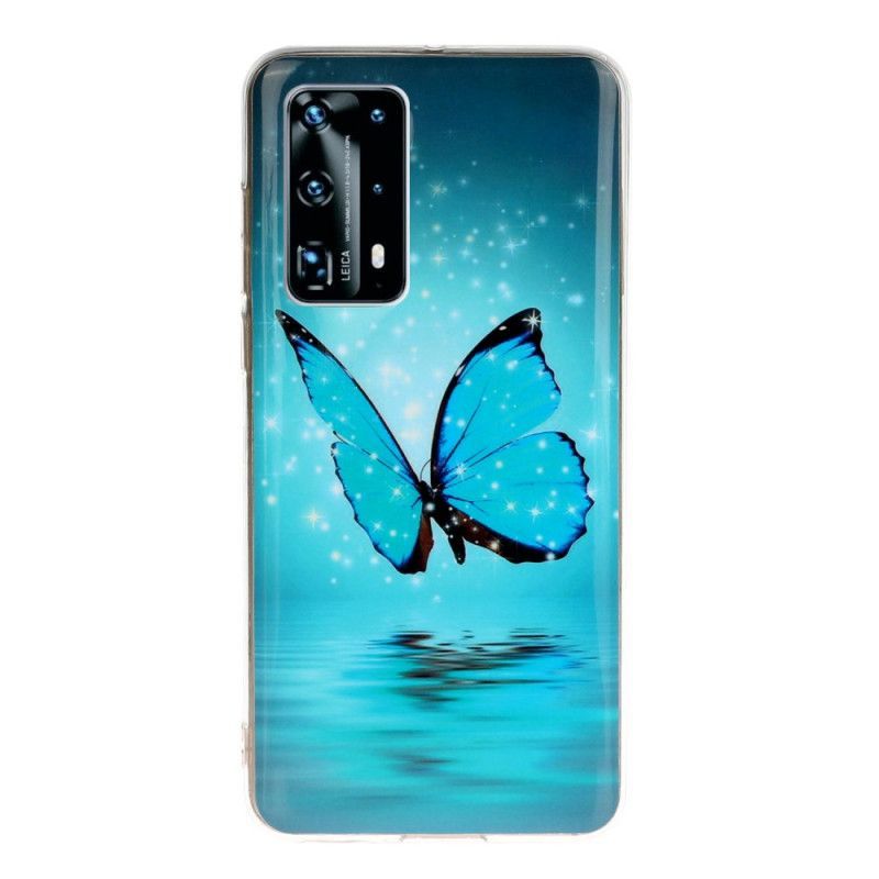 Kryt Huawei P40 Pro Fluorescenční Modrý Motýl