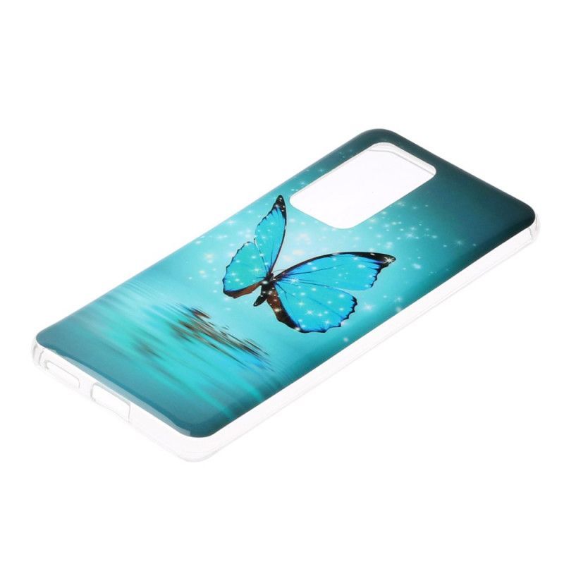 Kryt Huawei P40 Pro Fluorescenční Modrý Motýl