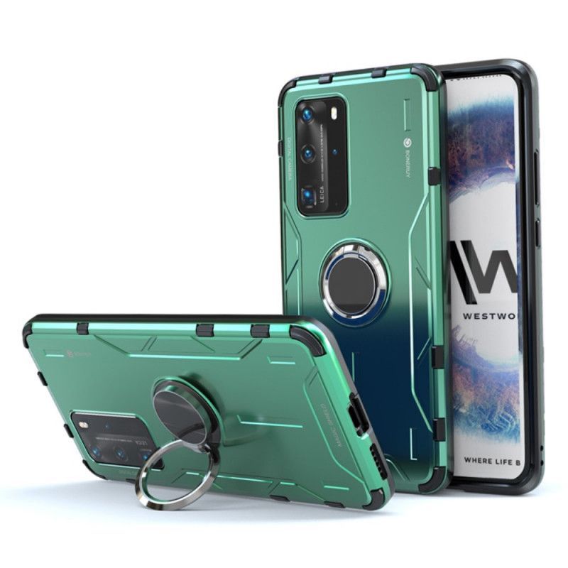 Kryt Huawei P40 Pro Kovový A Silikonový Nosný Kroužek